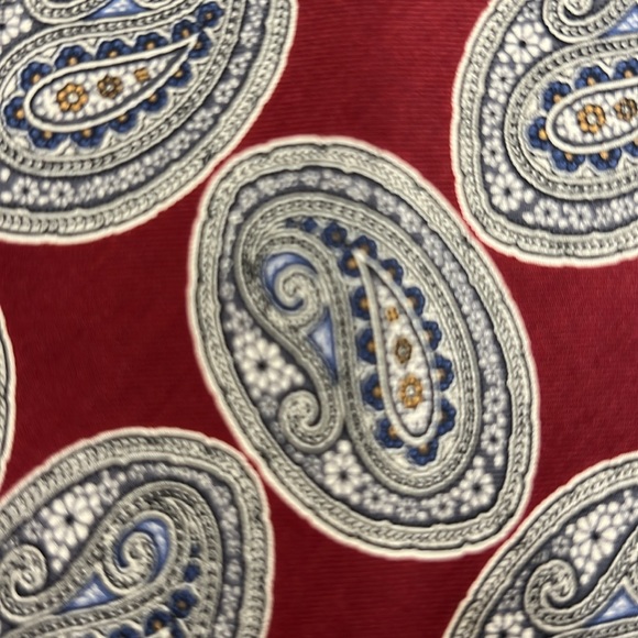Liberty Of London Silk Tie Dark Red with Paisley Pattern of Multiple Colors - Picture 3 of 9